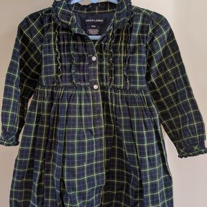 Green and Blue Plaid Dress with Tieback